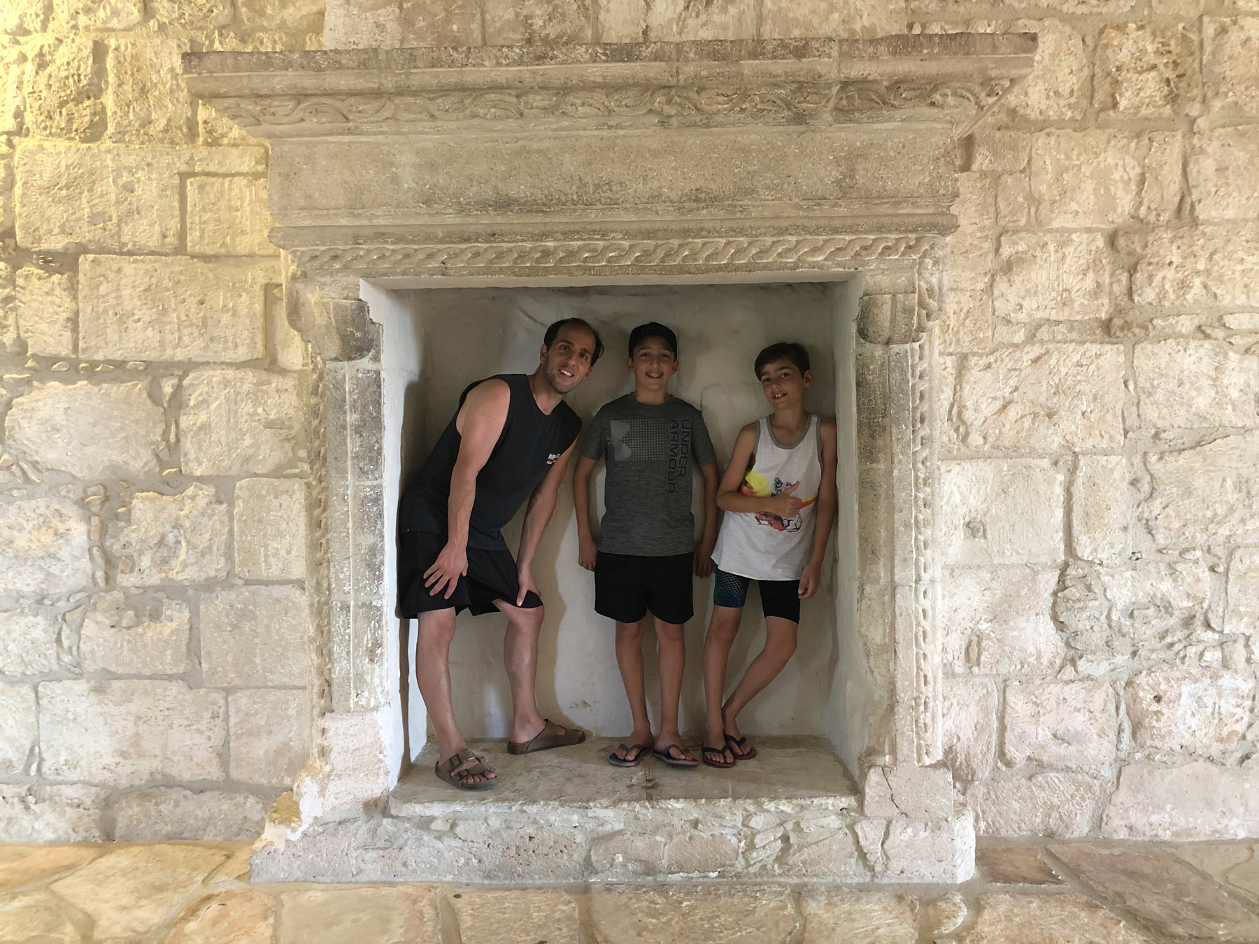 Phil Philips at Kolossi Castle Cyprus with children